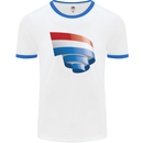 Curled Netherlands Flag Holland Dutch Day Football Mens Ringer T-Shirt White/Royal Blue