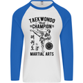 Taekwondo World Champion Martial Arts MMA Mens L/S Baseball T-Shirt White/Royal Blue