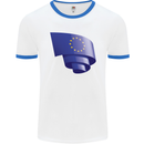 Curled EU Flag European Union Flag Football Mens Ringer T-Shirt White/Royal Blue