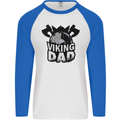 Viking Dad Funny Fathers Day Ragnar Odin Mens L/S Baseball T-Shirt White/Royal Blue