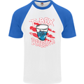 T-Rex Detector Funny Dinosaur Mens S/S Baseball T-Shirt White/Royal Blue