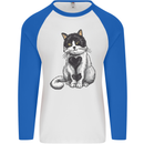 I Love Cats Cute Kitten Mens L/S Baseball T-Shirt White/Royal Blue