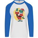A Christmas Frog Dressed as Santa Claus Mens L/S Baseball T-Shirt White/Royal Blue