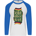 Germany Octoberfest German Beer Alcohol Mens L/S Baseball T-Shirt White/Royal Blue