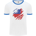 Torn Myanmar Flag Burmese Day Football Mens Ringer T-Shirt White/Royal Blue