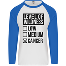 Levels of Wildness Cancer Mens L/S Baseball T-Shirt White/Royal Blue