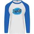 Ocean Scuba Diver Scuba Diving Mens L/S Baseball T-Shirt White/Royal Blue