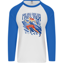 Chase Boys Running Marathon Cross Country Runner Mens L/S Baseball T-Shirt White/Royal Blue