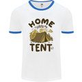 Home is Where My Tent is Funny Camping Mens Ringer T-Shirt White/Royal Blue