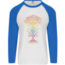 Colourful DNA Tree Biology Science Mens L/S Baseball T-Shirt White/Royal Blue