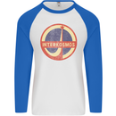 INTERKOSMOS Logo Soviet Space USSR CCCP Mens L/S Baseball T-Shirt White/Royal Blue