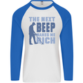 The Next Beep Funny Metal Detecting Mens L/S Baseball T-Shirt White/Royal Blue