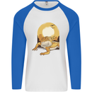 A Bearded Dragon in the Desert Sun Mens L/S Baseball T-Shirt White/Royal Blue