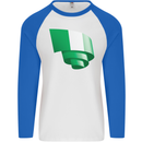 Curled Nigeria Flag Nigerian Day Football Mens L/S Baseball T-Shirt White/Royal Blue