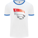 Curled Singapore Flag Singaporean Day Football Mens Ringer T-Shirt White/Royal Blue