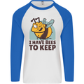 Beekeeper I Have Bees to Keep Mens L/S Baseball T-Shirt White/Royal Blue