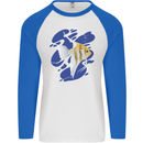 An Angel Fish in the Ocean Mens L/S Baseball T-Shirt White/Royal Blue