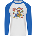 Stay Trippy Magic Mushrooms LSD Mens L/S Baseball T-Shirt White/Royal Blue