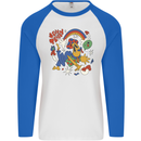 Stay Trippy Magic Mushrooms LSD Mens L/S Baseball T-Shirt White/Royal Blue