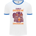Early Drinkin' Quick Drunken Funny Beer Alcohol Mens Ringer T-Shirt White/Royal Blue