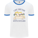 Plans With My Cat in the Garden Gardener Mens Ringer T-Shirt White/Royal Blue