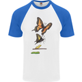 Butterfly Evolution Caterpillar Butterflies Mens S/S Baseball T-Shirt White/Royal Blue