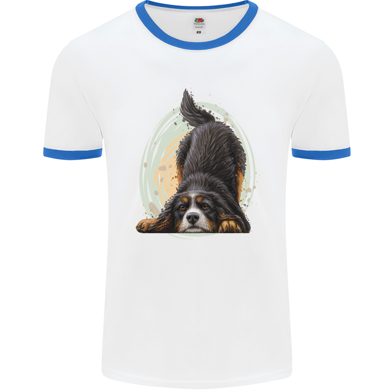 A Bernese Mountain Dog Mens Ringer T-Shirt White/Royal Blue