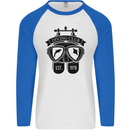 Scuba Diving Club Diver Deep Sea Wreck Mens L/S Baseball T-Shirt White/Royal Blue