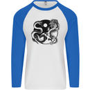 Yin Yang Dragons Japan Japanese Mens L/S Baseball T-Shirt White/Royal Blue