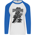 Extreme Motocross Dirt Bike MotoX Motosport Mens L/S Baseball T-Shirt White/Royal Blue