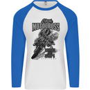 Extreme Motocross Dirt Bike MotoX Motosport Mens L/S Baseball T-Shirt White/Royal Blue