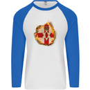 The N.Ireland Flag Fire Effect Mens L/S Baseball T-Shirt White/Royal Blue