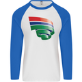 Curled Gambia Flag Gambian Day Football Mens L/S Baseball T-Shirt White/Royal Blue