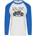 Cafe Racer Motorbike Motorcycle Biker Mens L/S Baseball T-Shirt White/Royal Blue