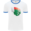 Curled Madagascar Flag Madagascan Day Football Mens Ringer T-Shirt White/Royal Blue