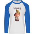 Nature My Home Mushroom Frog Mens L/S Baseball T-Shirt White/Royal Blue