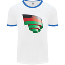 Curled Malawi Flag Malawian Day Football Mens Ringer T-Shirt White/Royal Blue