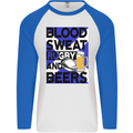 Blood Sweat Rugby and Beers Scotland Funny Mens L/S Baseball T-Shirt White/Royal Blue