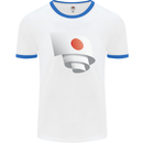 Curled Japan Flag Japanese Day Football Mens Ringer T-Shirt White/Royal Blue