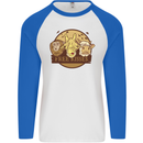 Free Kisses Animals Cow Monkey Giraffe Mens L/S Baseball T-Shirt White/Royal Blue