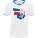 Curled Dominican Republic Flag Dominicanos Day Mens Ringer T-Shirt White/Royal Blue