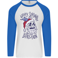 Christmas Bah Humbug Skull Scrooge Mens L/S Baseball T-Shirt White/Royal Blue