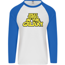 Best Dad in the Galaxy Funny Father's Day Mens L/S Baseball T-Shirt White/Royal Blue