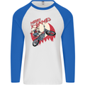 Motocross Merry X Games Dirt Bike Motorbike Mens L/S Baseball T-Shirt White/Royal Blue