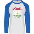 Torn Tajikistan Flag Tajik Day Football Mens L/S Baseball T-Shirt White/Royal Blue