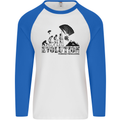 Powered Paragliding Evolution Paraglider Mens L/S Baseball T-Shirt White/Royal Blue