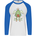 Holy Guacamole Funny Food Angel Mens L/S Baseball T-Shirt White/Royal Blue