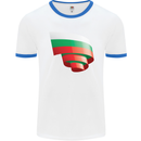 Curled Bulgaria Flag Bulgarian Day Football Mens Ringer T-Shirt White/Royal Blue