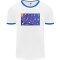Galaxy Infographic Space Technology Planets Mens Ringer T-Shirt White/Royal Blue