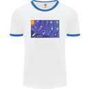 Galaxy Infographic Space Technology Planets Mens Ringer T-Shirt White/Royal Blue